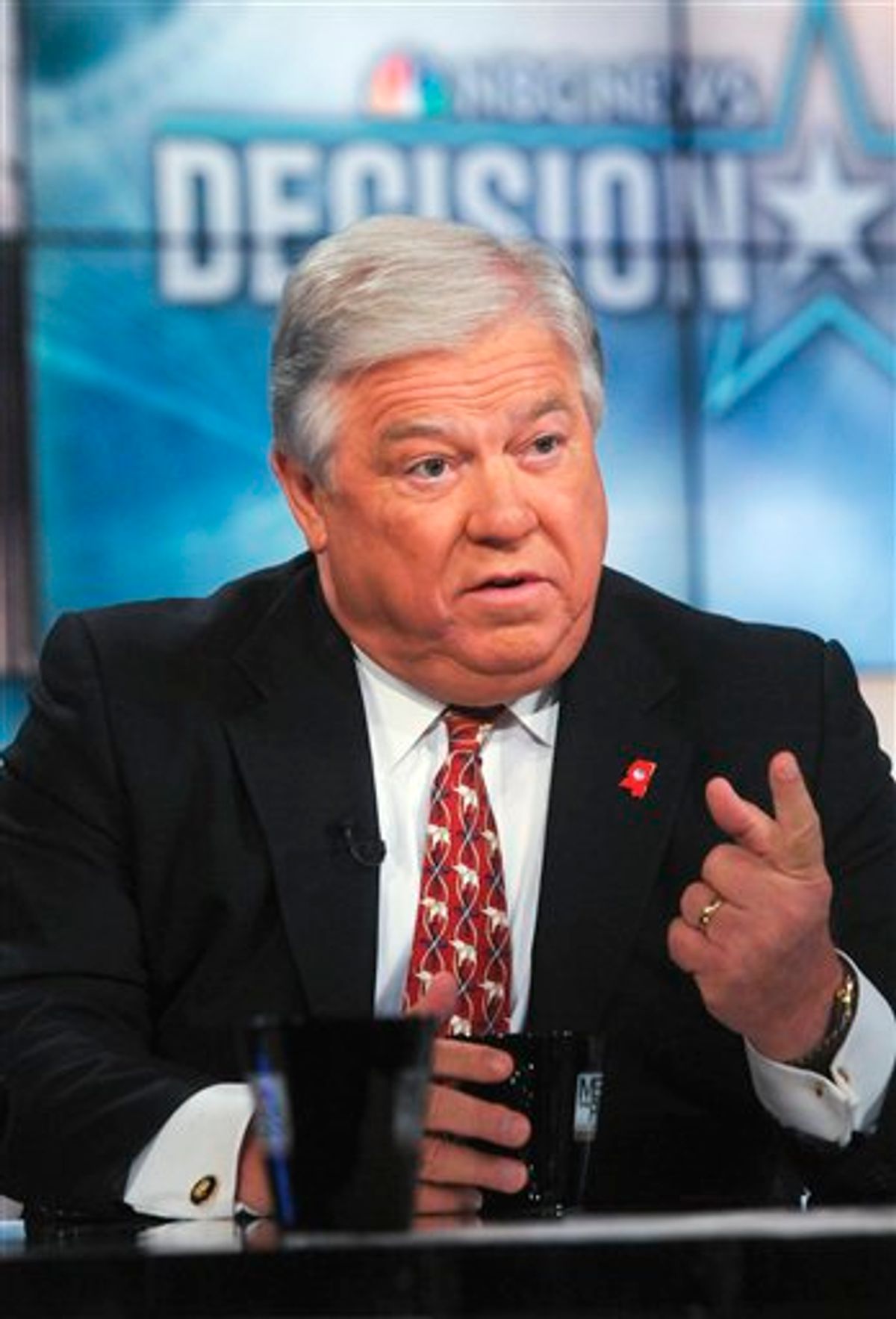 In this image, released by NBC, Republican Governors Association Chairman and Mississippi Gov. Haley Barbour talks on NBC's Meet the Press in Washington Sunday, Oct. 31, 2010. (AP Photo/NBC, William B. Plowman)  NO ARCHIVES. NO SALES (AP)