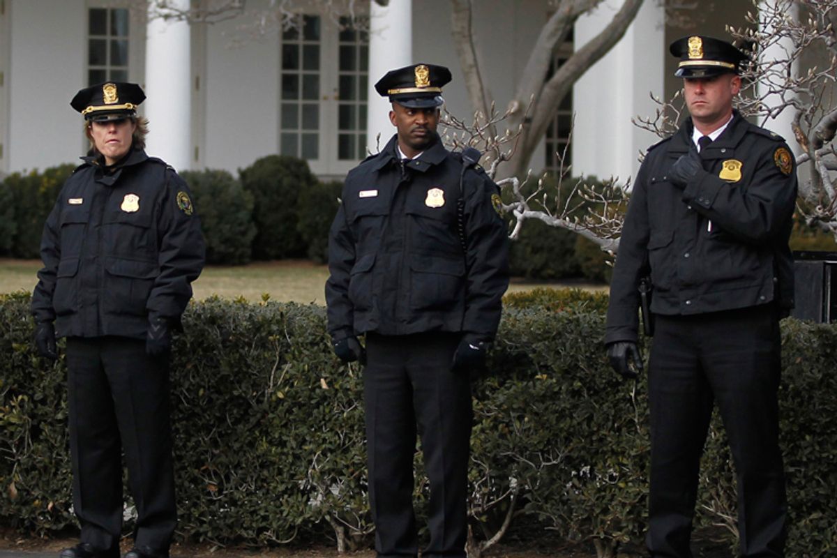 Uniformed Secret Service members in Washington during a moment of silence for the Arizona shooting victims.