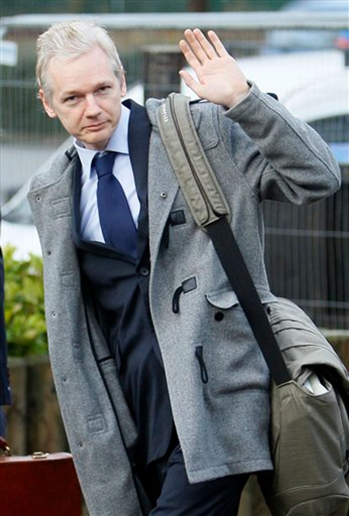 WikiLeaks founder Julian Assange arrives at Belmarsh Magistrate's court in London for his extradition hearing, Tuesday, Jan. 11, 2011. (AP Photo/Alastair Grant) (AP)