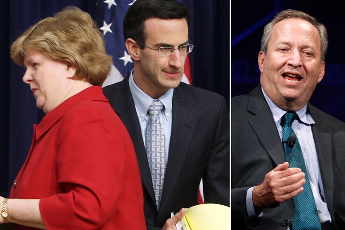 Christina Romer, Peter Orszag and Larry Summers
