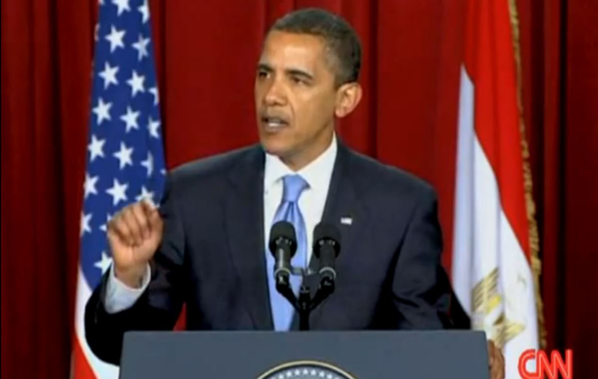 President Obama speaking in Cairo in 2009