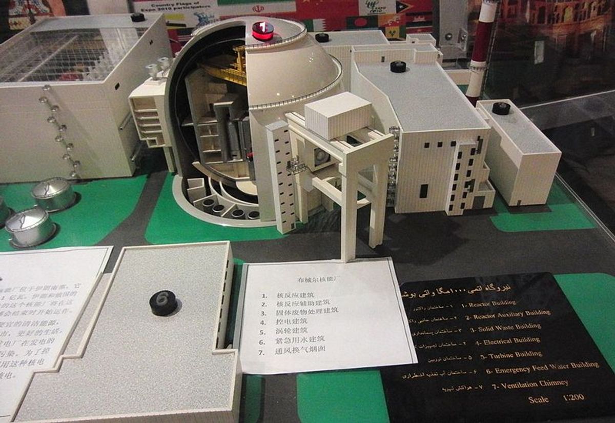 Model of Iran's Bushehr nuclear plant where reports say computer virus penetrated control systems