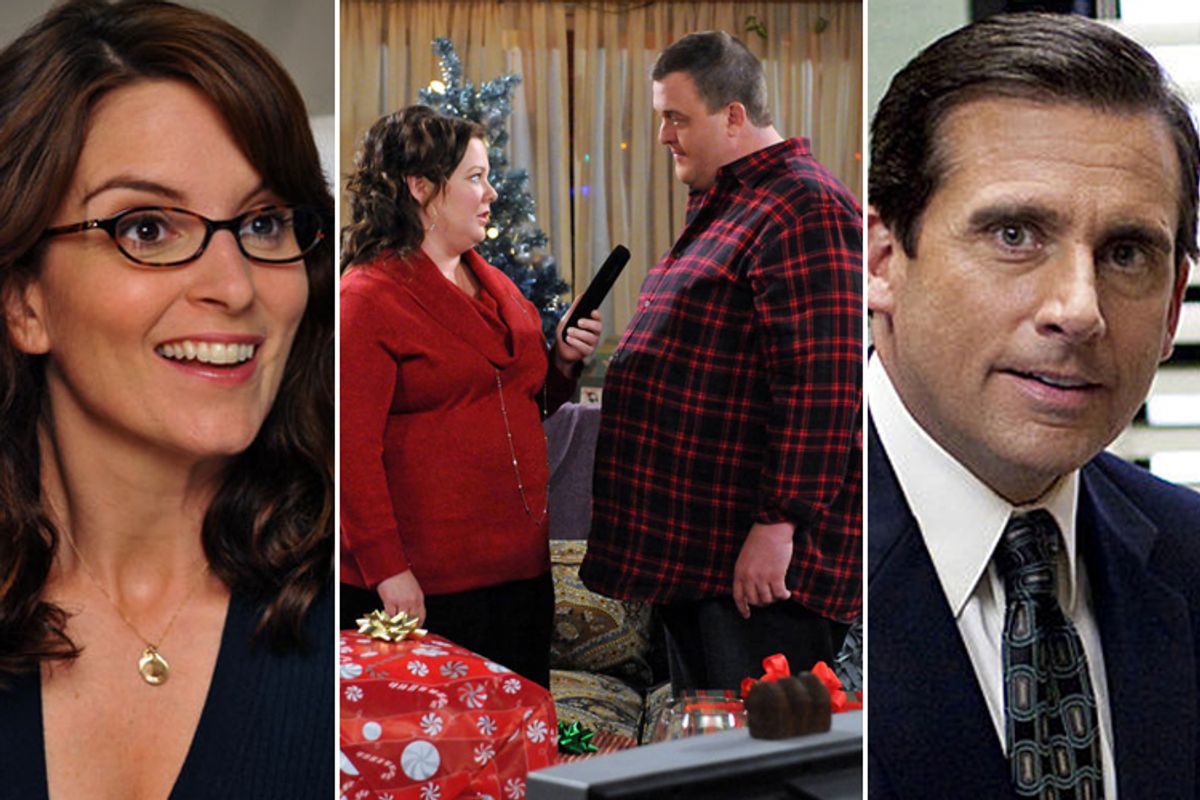 Tina Fey in "30 Rock," Billy Gardell and Melissa McCarthy in "Mike &amp; Molly" and Steve Carrell in "The Office"