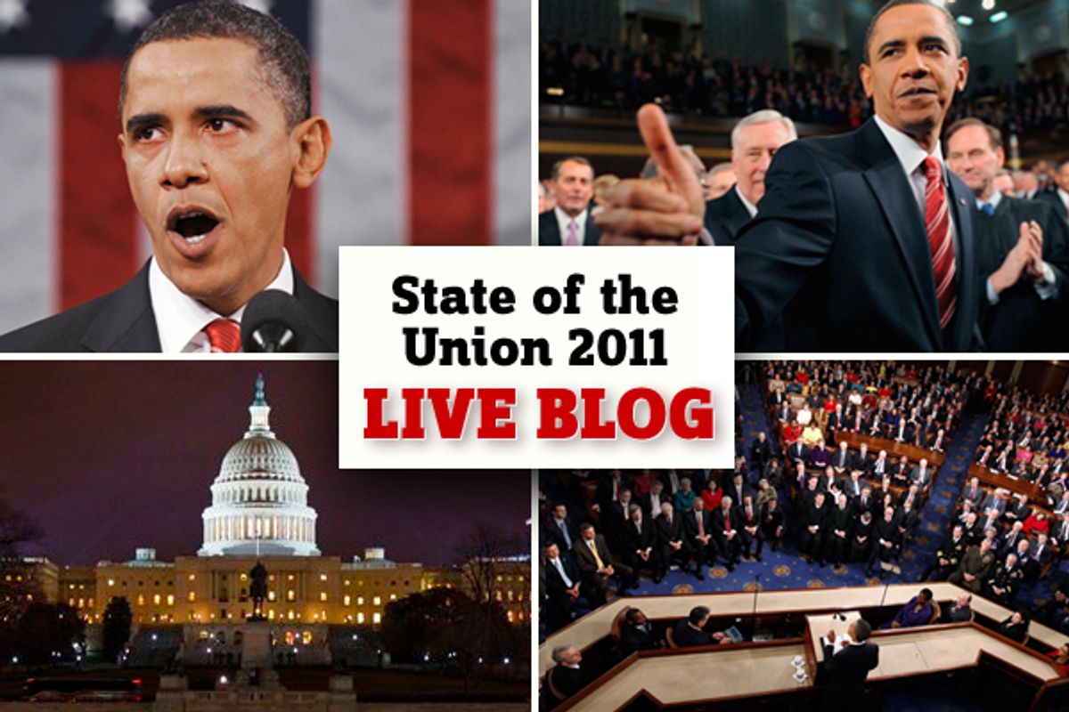 U.S. President Barack Obama during his first State of the Union address on Capitol Hill in Washington
