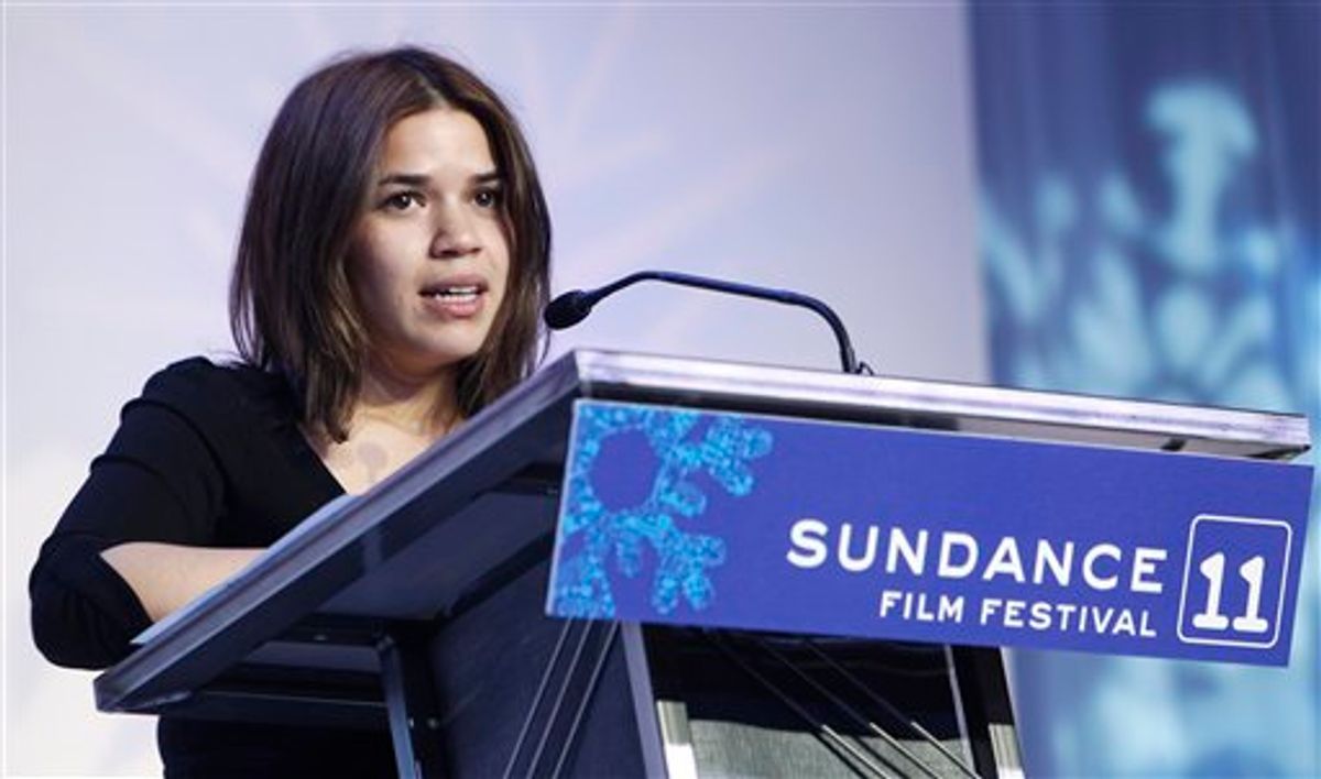Actress America Ferrera presents the "Special Jury Prize: U.S. Documentary" award during the 2011 Sundance Film Festival Awards Ceremony in Park City, Utah, on Saturday, Jan. 29, 2011. (AP Photo/Danny Moloshok) (AP)