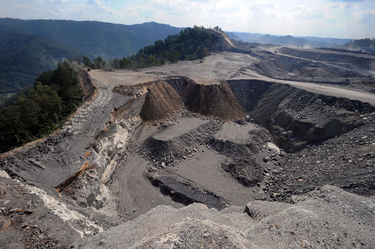 A mountaintop removal mining site at Kayford Mountain, W.Va 