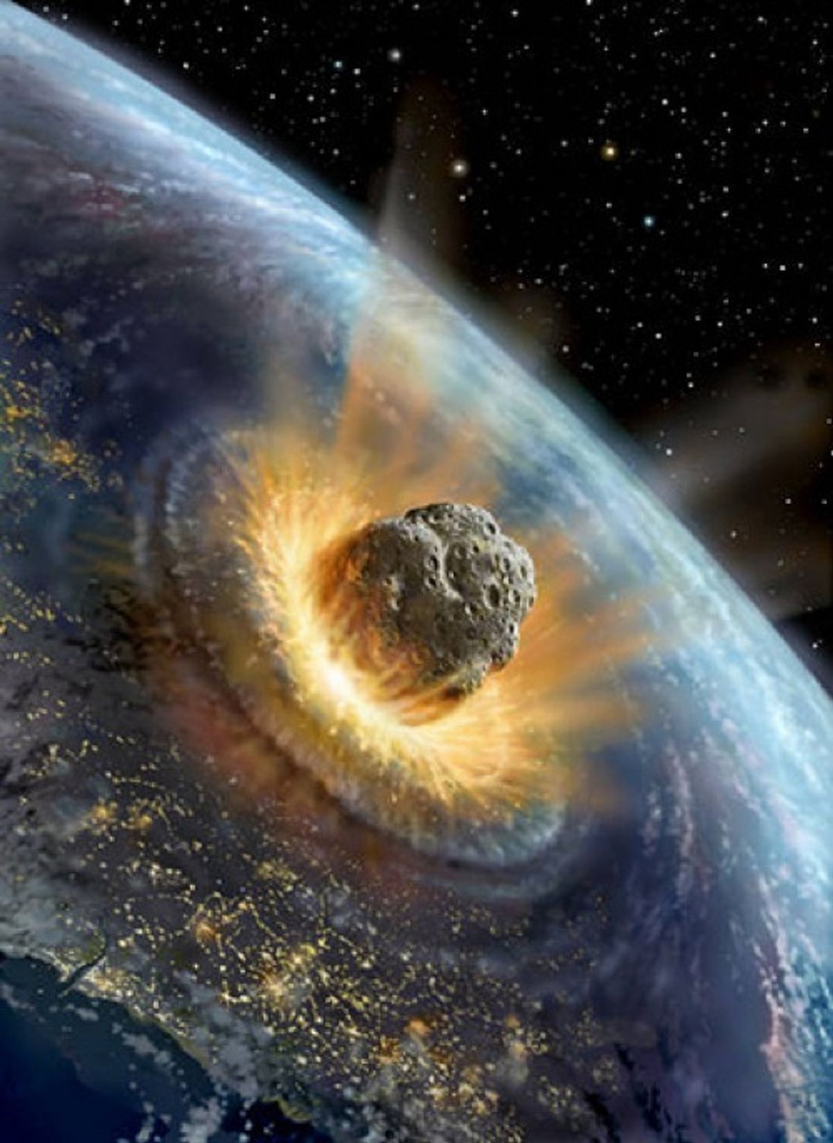 Dramatization of Apophis asteroid striking Earth