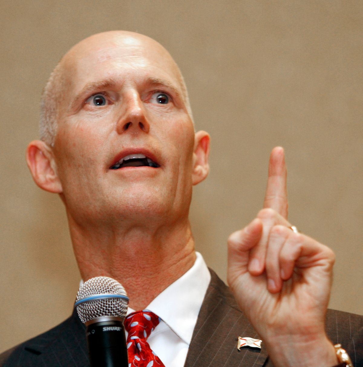 Gov. Rick Scott gestures during a  business conference in Hollywood, Fla., Friday, Feb. 4, 2011. (AP Photo/Alan Diaz)             