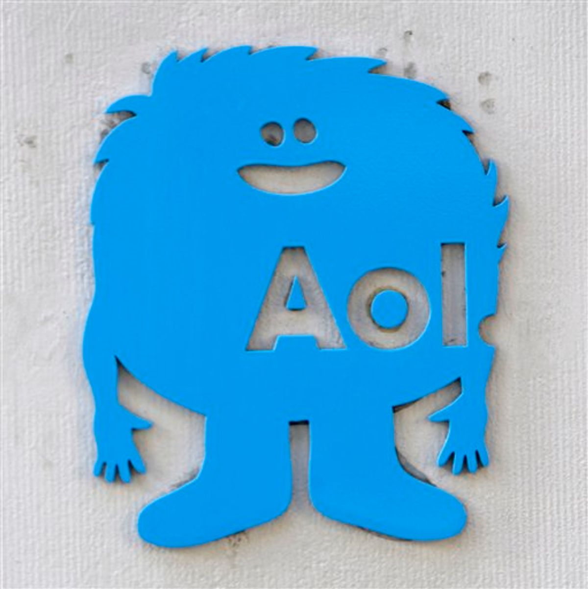 A small AOL placard is displayed on their offices in New York, Monday, Feb. 7, 2011. Internet company AOL Inc. is buying news hub Huffington Post in a $315 million deal that represents a bold bet on the future of online news. (AP Photo/Seth Wenig) (AP)