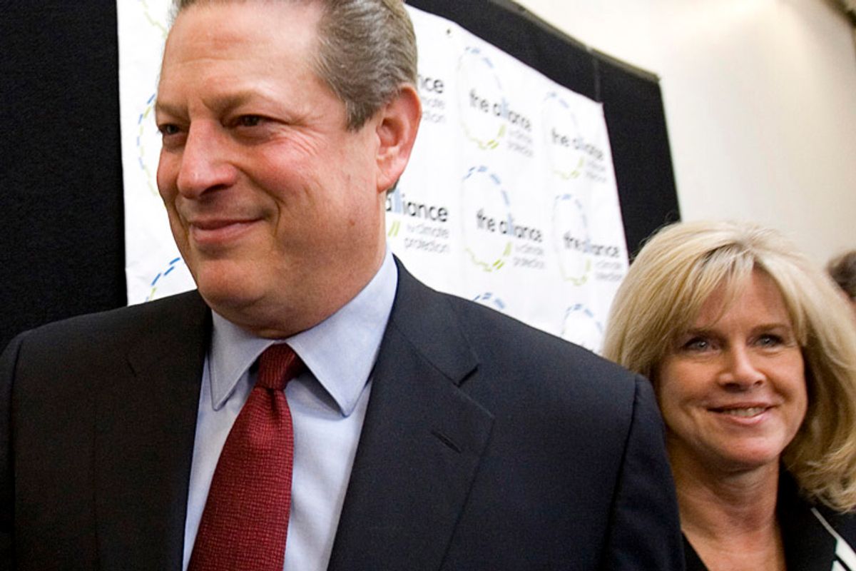 Former U.S. Vice President Al Gore (L) and his wife Tipper leave after holding a news conference in Palo Alto, California after winning the Nobel Peace Prize in this October 12, 2007 file photo. Former U.S. Vice President Al Gore and his wife, Tipper, have announced their separation after 40 years of marriage, according to media reports on June 1, 2010.  REUTERS/Kimberly White/Files    (UNITED STATES - Tags: POLITICS PROFILE)  (Â© Kimberly White / Reuters)