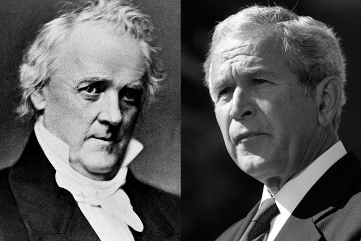 Former presidents Buchanan and Bush