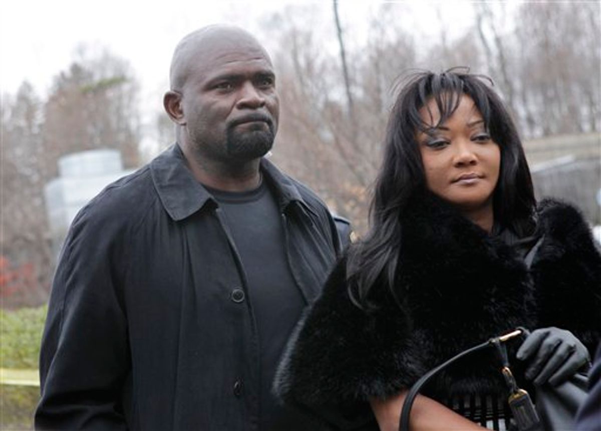 Former New York Giants football star Lawrence Taylor arrives with his wife, Lynette Taylor, at the Rockland County Courthouse for his formal sentencing in New City, N.Y., Tuesday, March 22, 2011. The 52-year-old ex-linebacker pleaded guilty in January to sexual misconduct and patronizing a 16-year-old prostitute.  (AP Photo/Seth Wenig) (AP)