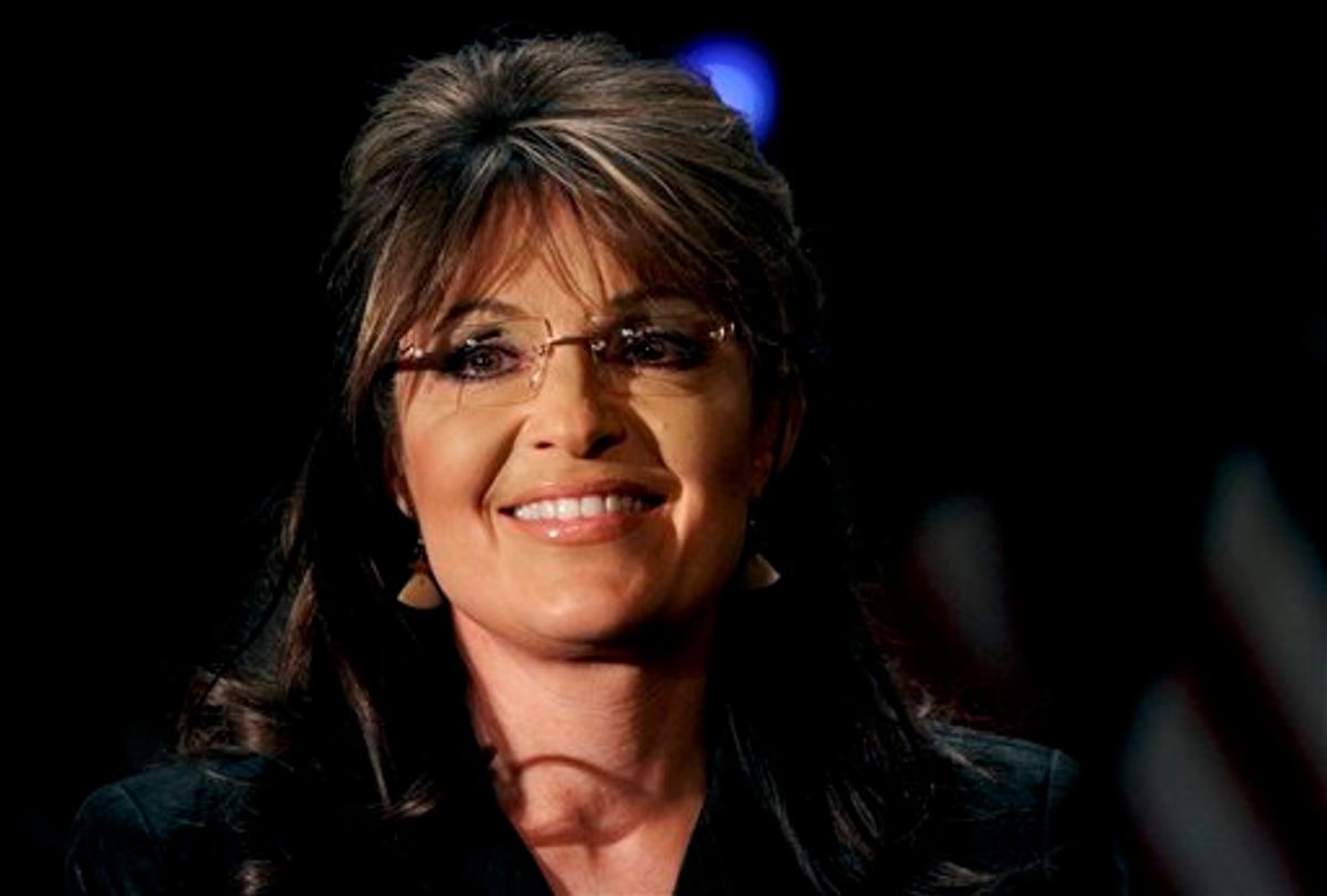 Former Alaska Gov. Sarah Palin smiles as she is introduced during a public appearance at a Long Island Association (LIA) meeting and luncheon in Woodbury, N.Y. Thursday, Feb. 17, 2011. (AP Photo/Craig Ruttle) (AP)