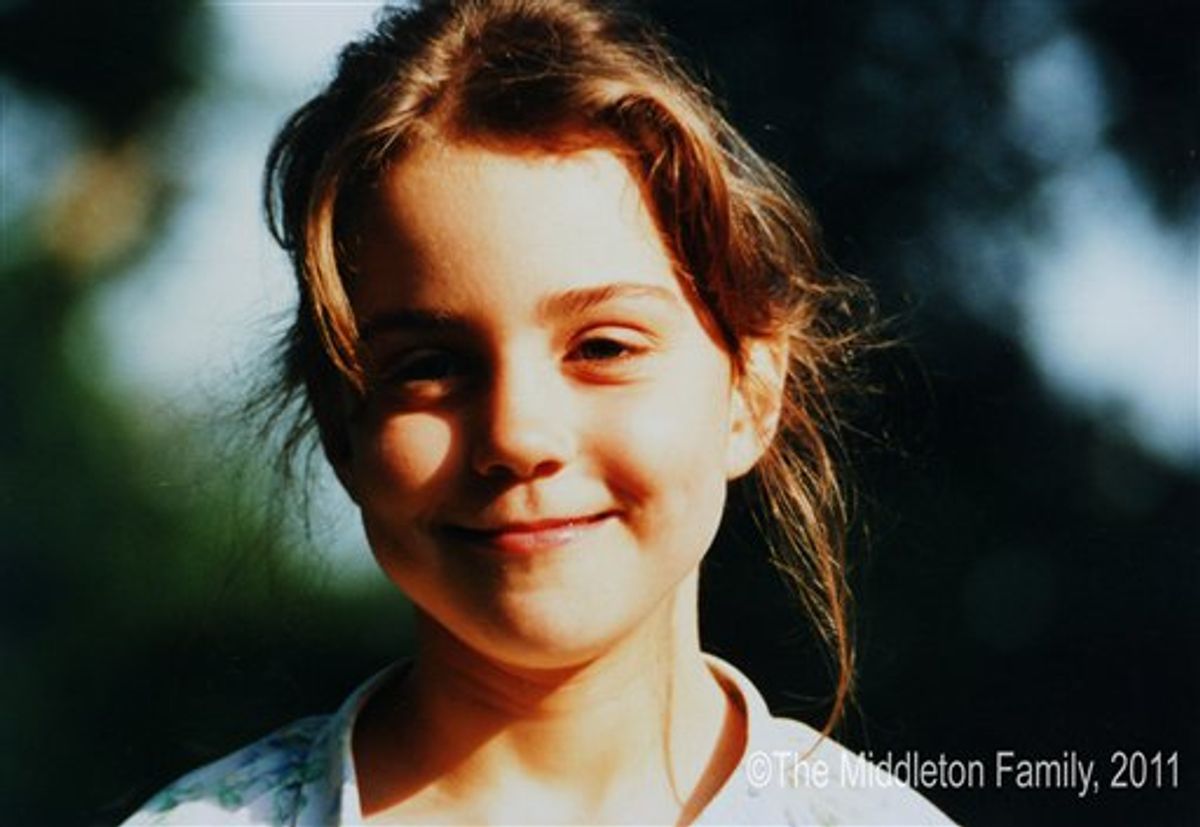 In this undated image made available by in London, Monday March 7, 2011 by The Middleton Family, shows Kate Middleton, aged five.  Five images from the Middleton family album have been made available, as Kate Middleton and Britain's Prince William move towards their wedding which is scheduled to take place on April 29, at London's Westminster Abbey.(AP Photo/The Middleton Family, ho)  EDITORIAL USE ONLY: (AP)