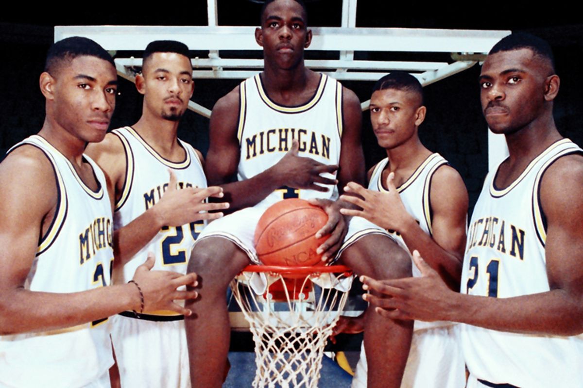 Michigan's Fab Five. From left, Jimmy King, Juwan Howard, Chris Webber, Jalen Rose and Ray Jackson.
