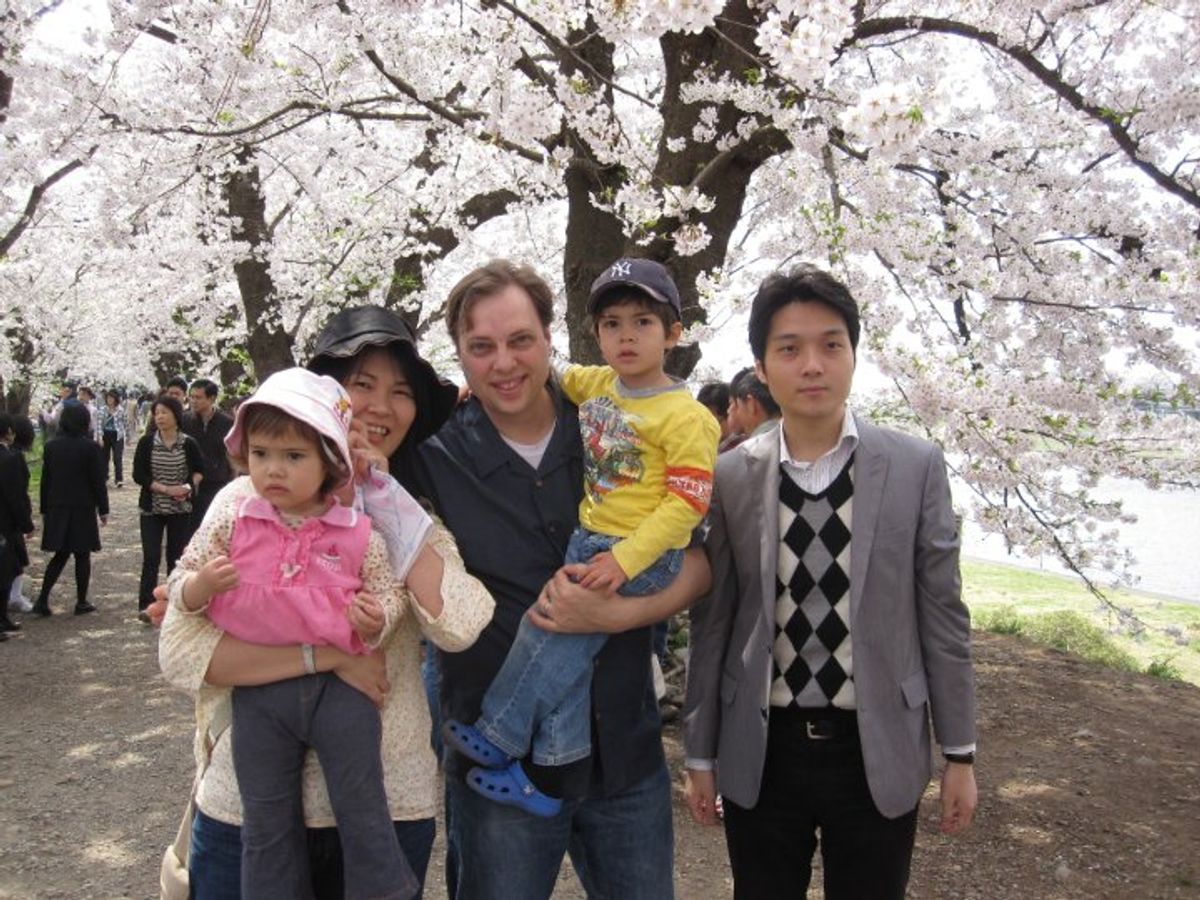 The author, center, with his wife, two children and brother-in-law. 