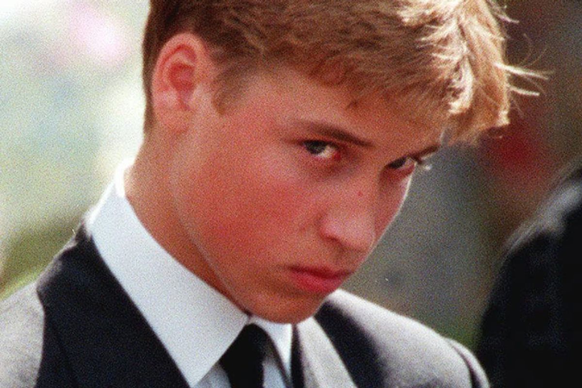 Prince William at the funeral of his mother, Diana, Princess of Wales.