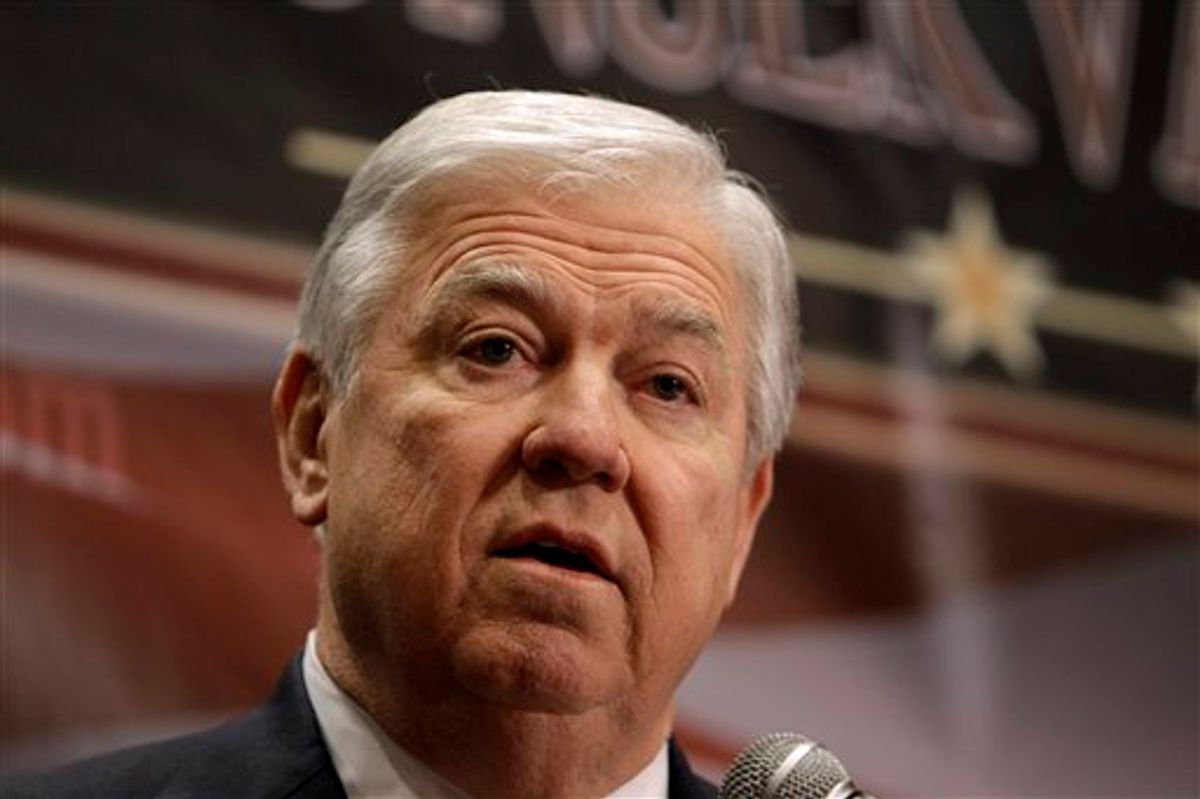 Mississippi Gov. Haley Barbour speaks during the Conservative Principles Conference Saturday, March 26, 2011, in Des Moines, Iowa. (AP Photo/Charlie Neibergall) (AP)