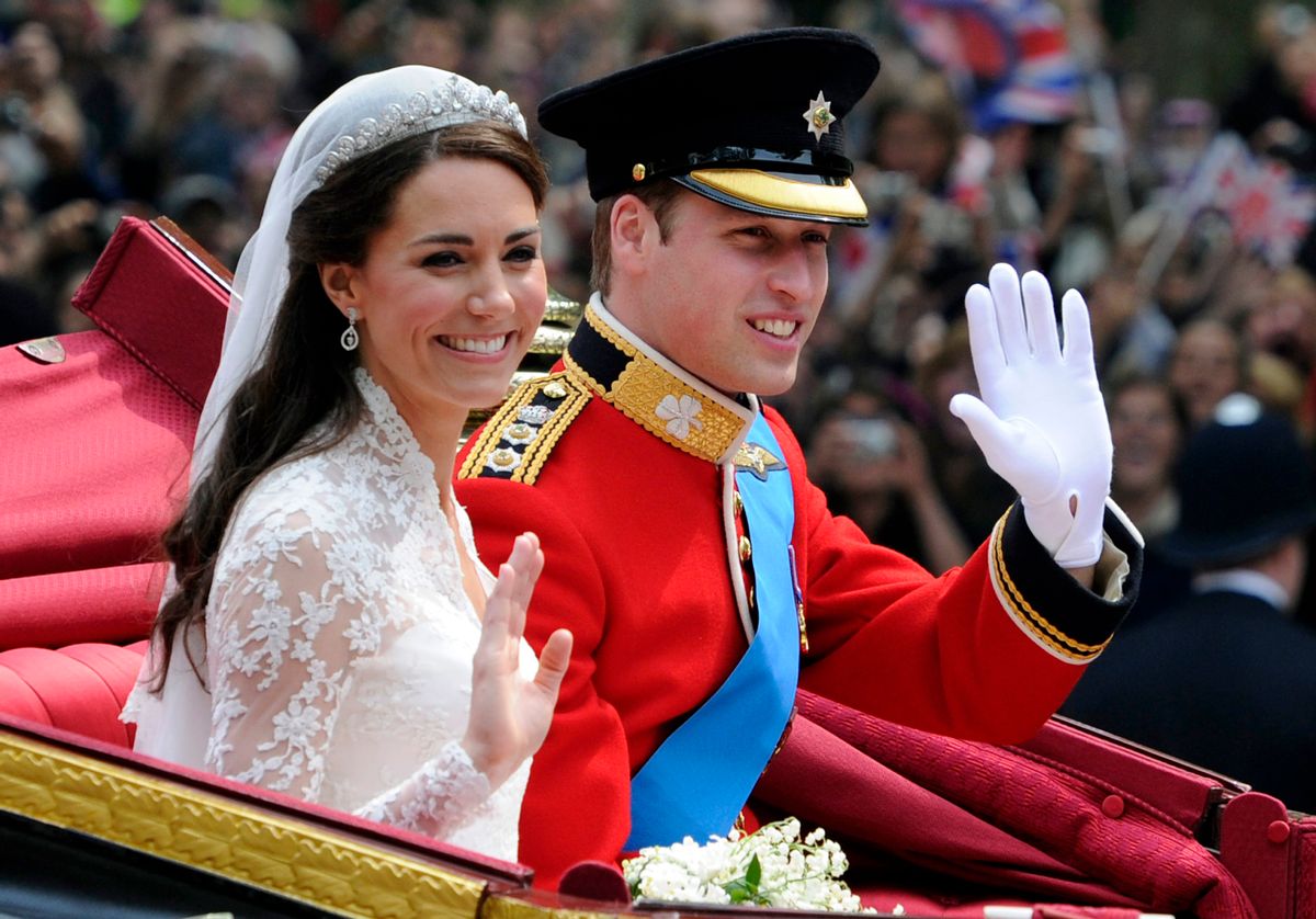 Britain's Prince William and his bride Kate, Duchess of Cambridge, leave Westminster Abbey, London, following their wedding, Friday April 29, 2011. (AP Photo/Tom Hevezi) (AP Photo/Tom Hevezi)