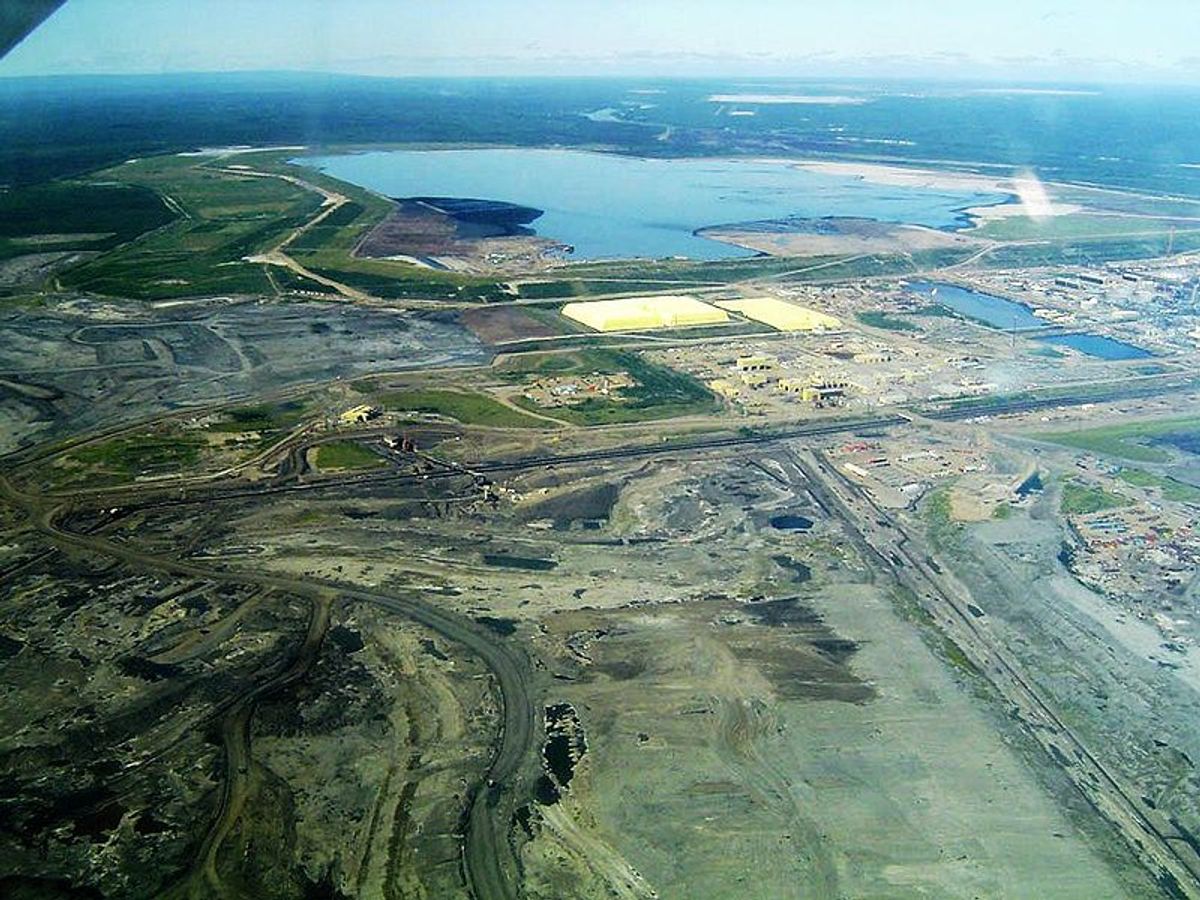 Syncrude's Mildred Lake mine site and plant near Fort McMurray, Alberta, Canada. It is the biggest oil sand mining facility in the world.