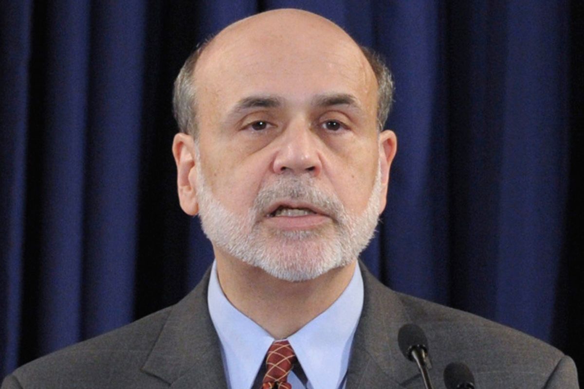Federal Reserve Chairman Ben Bernanke speaks during a news conference at the Federal Reserve in Washington on Wednesday. 