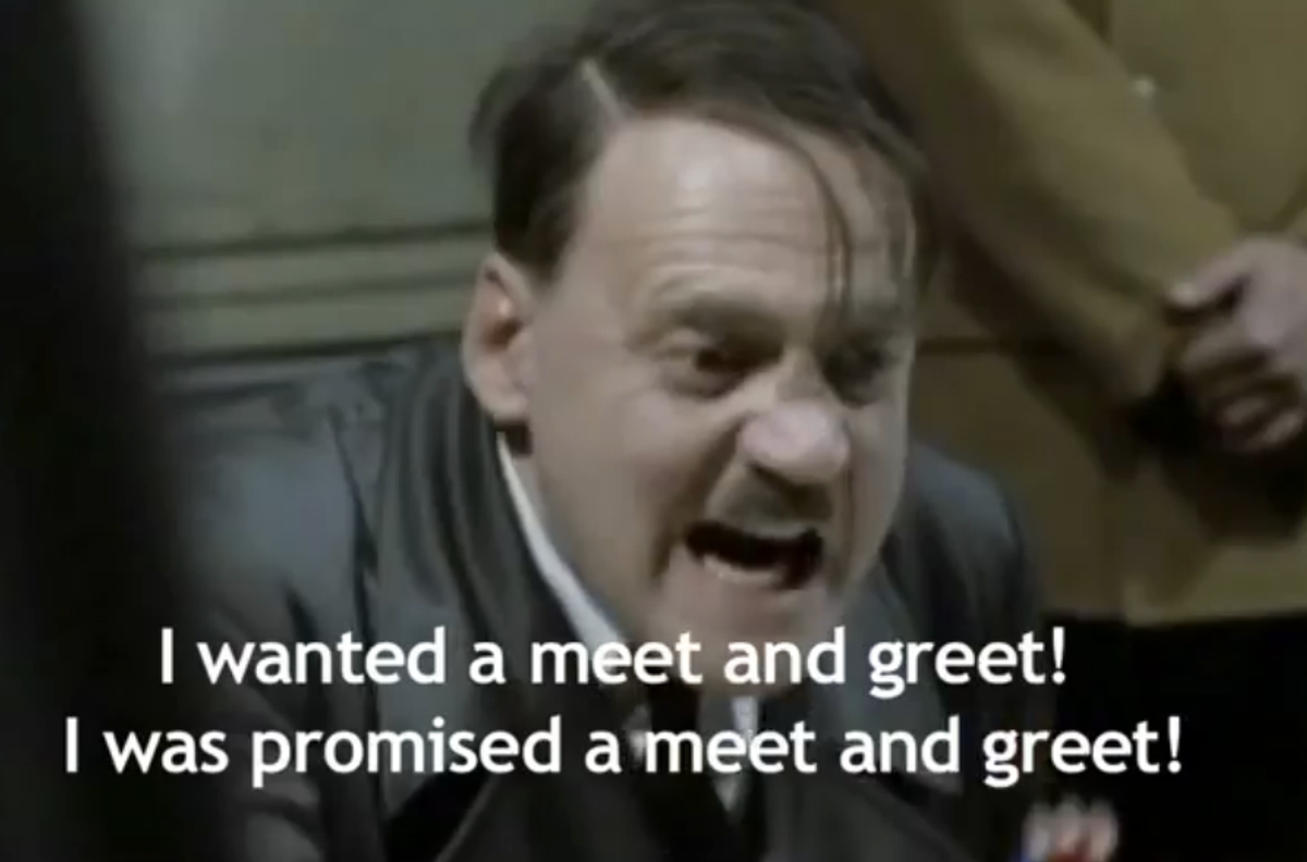 A still from "Hitler reacts to Lars Von Trier" 