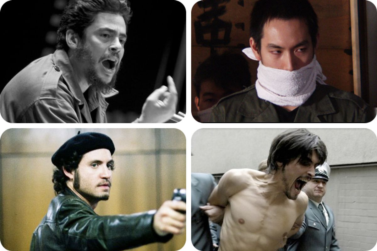 Clockwise, top left: Stills from "Che,"  "United Red Army," "Baader Meinhof Complex" and "Carlos"