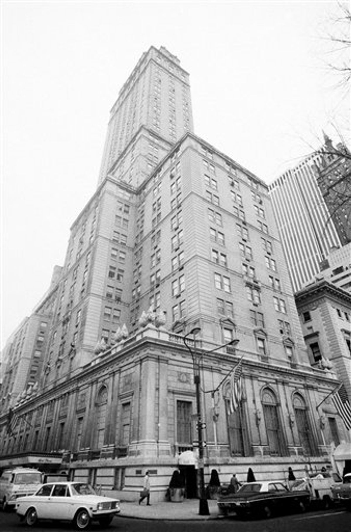 FILE - A Nov. 27, 1968 file photo shows the Exterior of the Pierre Hotel at 61st and 5th Avenue in New York.   Mahmoud Abdel Salam Omar, former chairman of Egypt's Bank of Alexandria and durrently an executive with El-MexSalines Co., was arrested Monday, May 31, 2011, on charges of sexually abusing a maid at The Pierre hotel,(AP Photo) (AP)