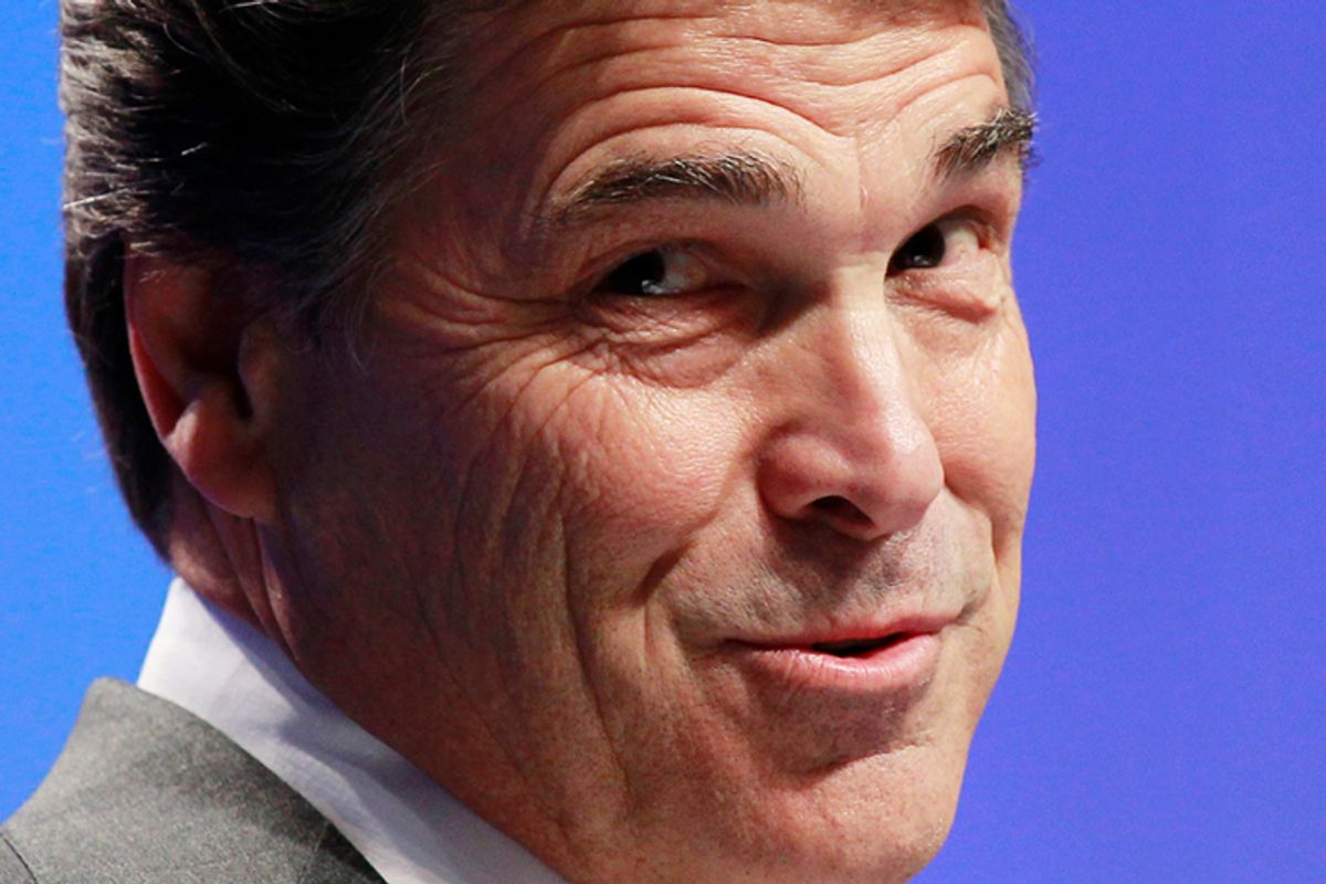 Gov. Rick Perry, R-Texas, speaks at the Conservative Political Action Conference (CPAC) in Washington, Friday, Feb. 11, 2011. (AP Photo/Alex Brandon) (Alex Brandon)