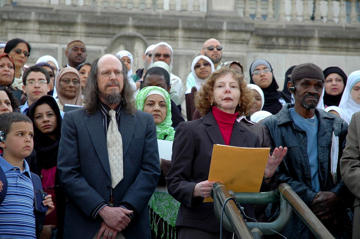 Center: John Chasnoff of ACLU and Gail Wechsler of Jewish Community Relations Council of STL