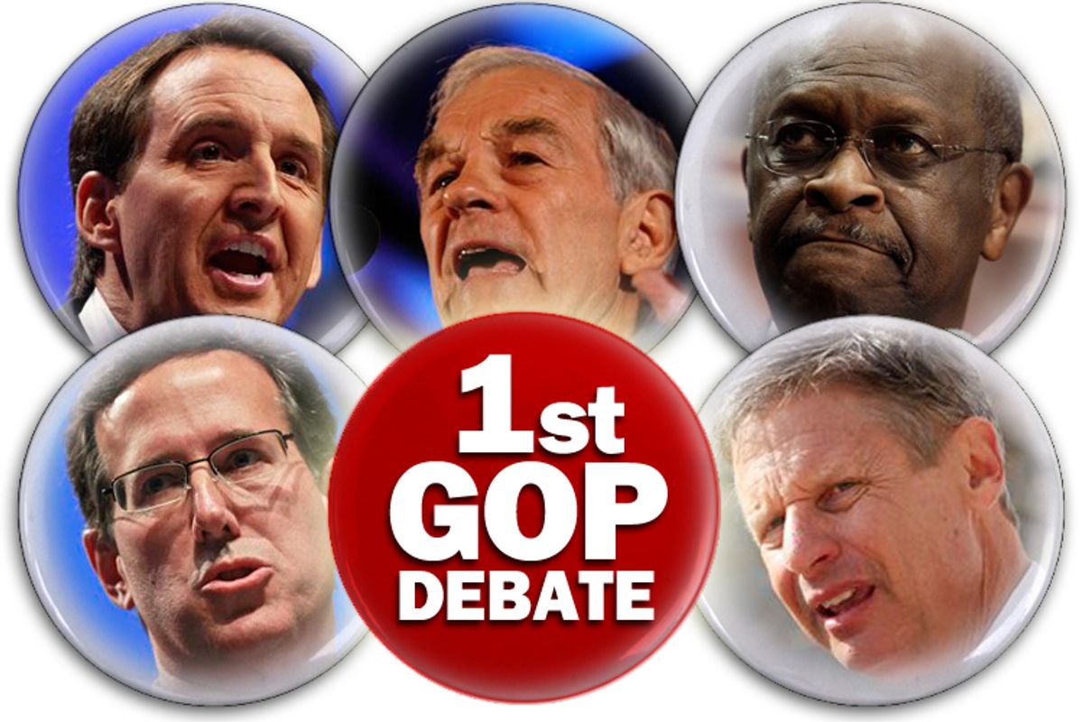 L-R, clockwise: Tim Pawlenty, Ron Paul, Herman Cain, Gary Johnson, Rick Santorum