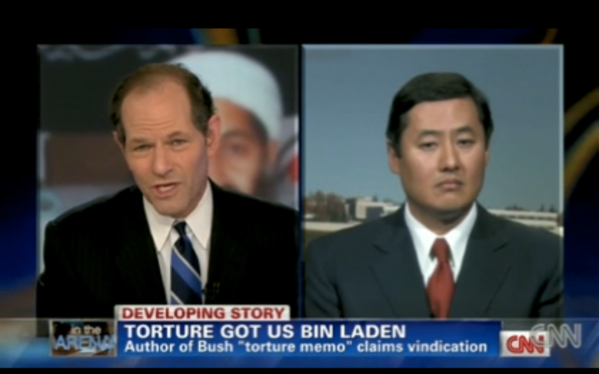 John Yoo on Eliot Spitzer's CNN show, "In the Arena."