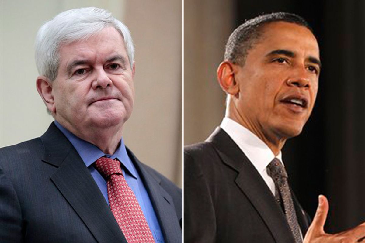 Newt Gingrich and President Obama 