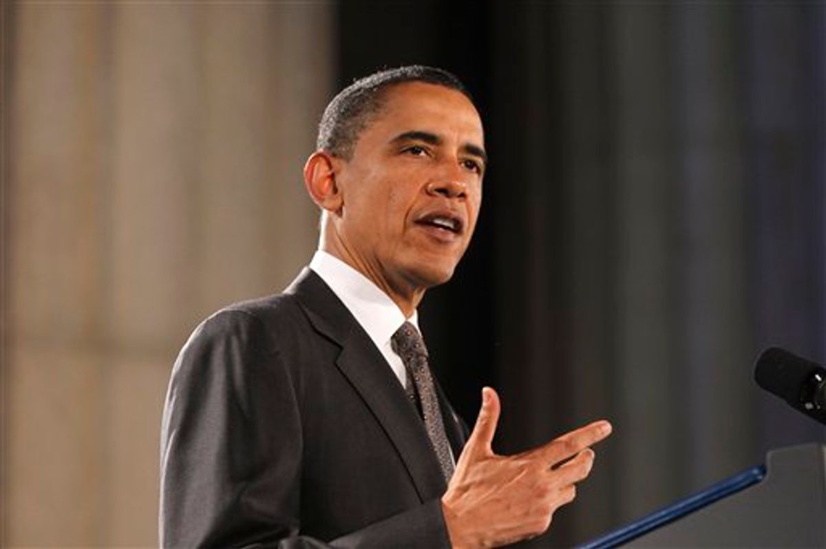 President Barack Obama speaks at the National Hispanic Prayer Breakfast in Washington, Thursday, May 12, 2011. (AP Photo/Charles Dharapak) (AP)