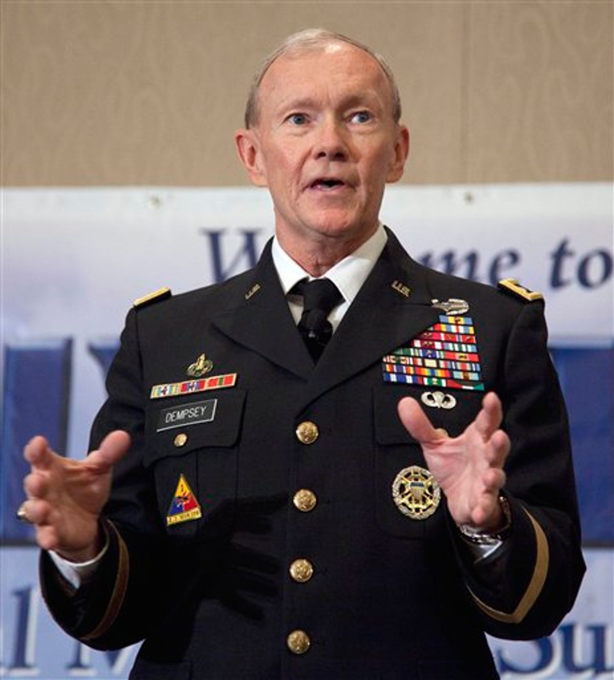Army Chief of Staff Gen. Martin Dempsey speaks to family members of fallen service members at a Tragedy Assistance Program for Survivors seminar, Friday, May 27, 2011, in Arlington, Va.  (AP Photo/Evan Vucci) (AP)