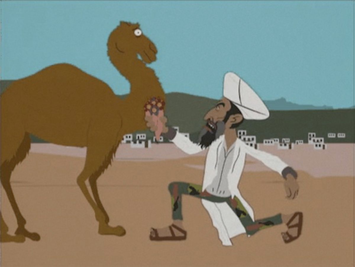 Osama woos a camel on "South Park."