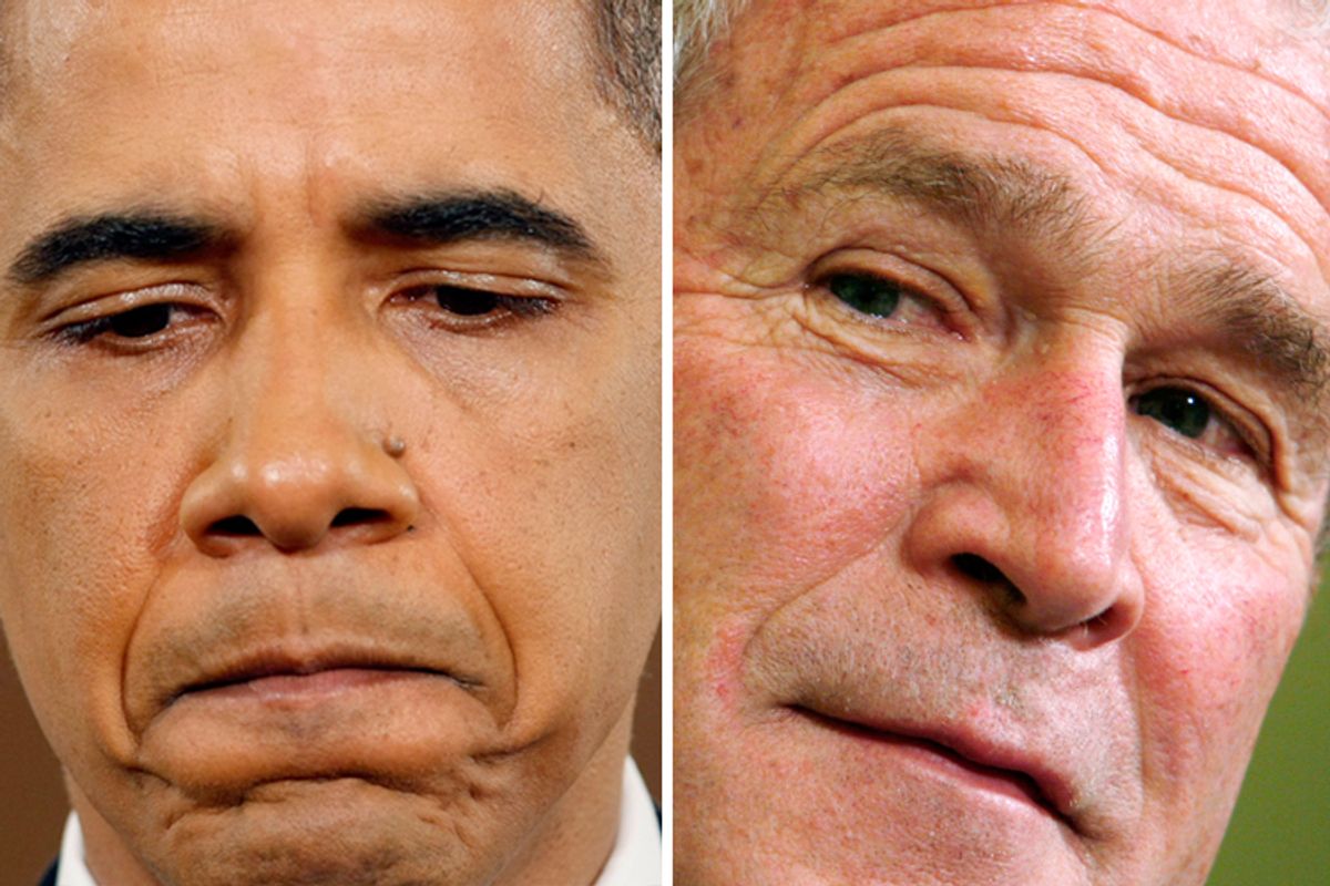 President Barack Obama and former president George W. Bush            