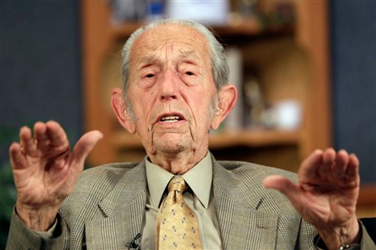 Harold Camping speaks during a taping of his show "Open Forum" in Oakland, Calif., Monday, May 23, 2011. Camping says his prophecy that the world would end was off by five months because Judgment Day actually will come on October 21. (AP Photo/Marcio Jose Sanchez (AP)