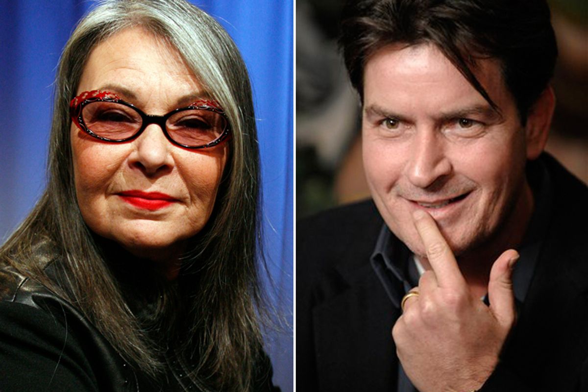 Roseanne Barr and Charlie Sheen