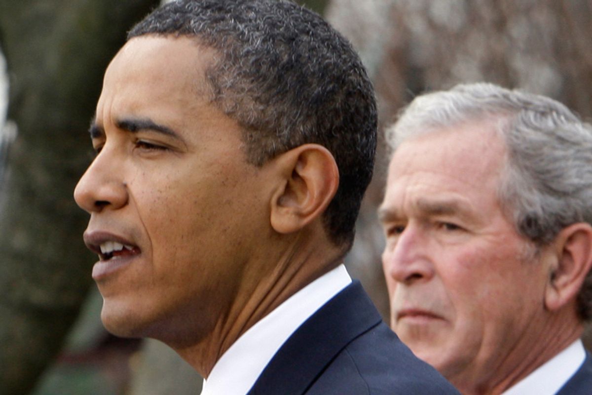 President Barack Obama and former president George W. Bush