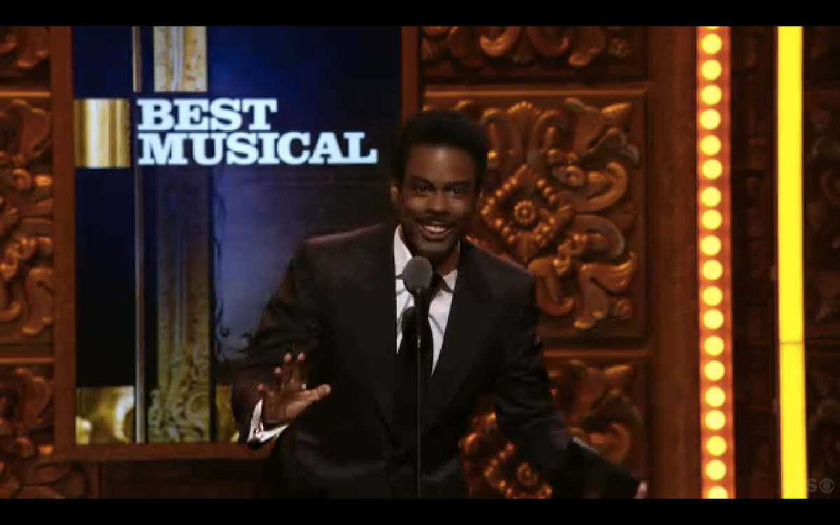 Chris Rock presenting the award for Best Musical at the Tony Awards on Sunday night.          