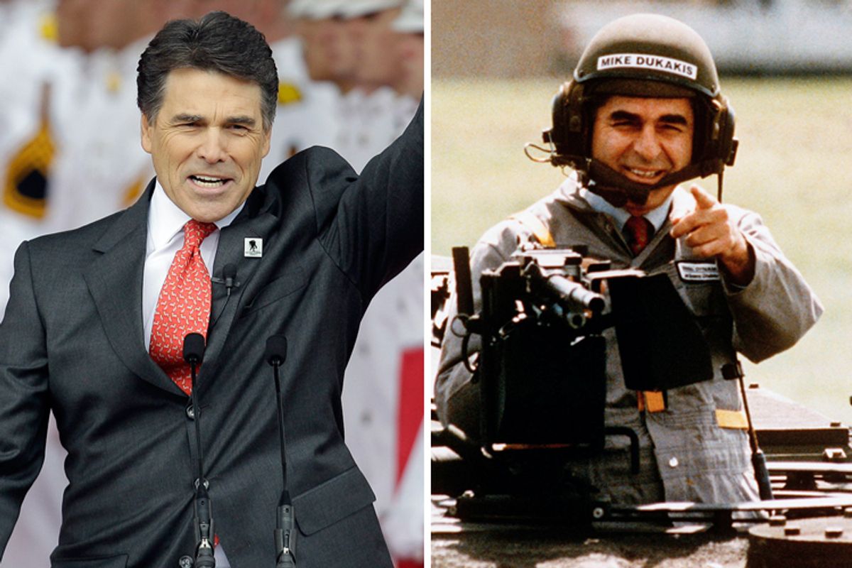 Rick Perry and Michael S. Dukakis 