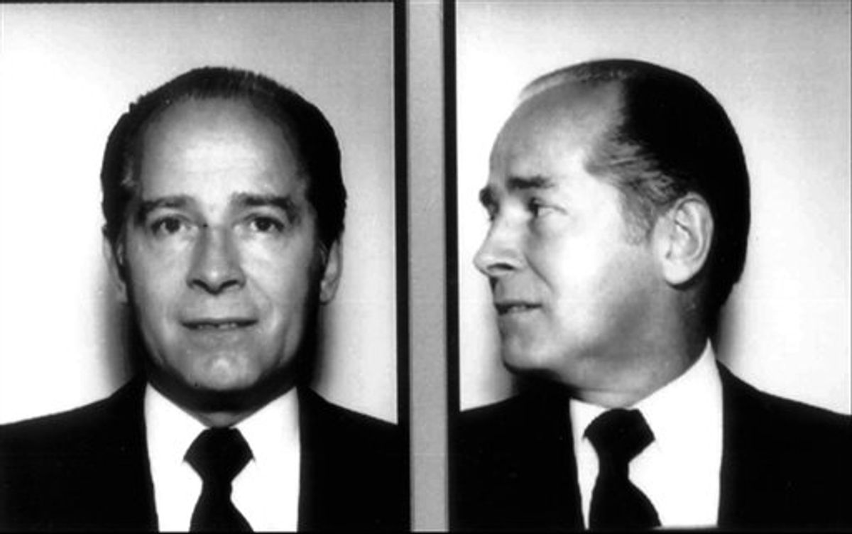 FILE -  In these 1984 file photos originally released by the FBI, New England organized crime figure James "Whitey" Bulger is shown.  Bulger, a notorious Boston gangster on the FBI's "Ten Most Wanted" list for his alleged role in 19 murders, has been captured near Los Angeles after living on the run for 16 years, authorities said Wednesday June 22, 2011. (AP Photo/Federal Bureau of Investigation, File)  (AP)