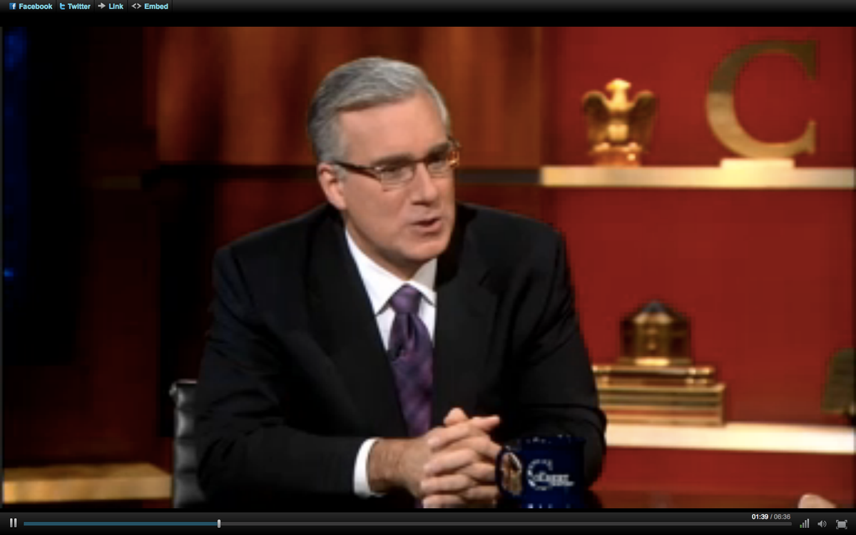 Keith Olbermann on Wednesday night's "Colbert Report."