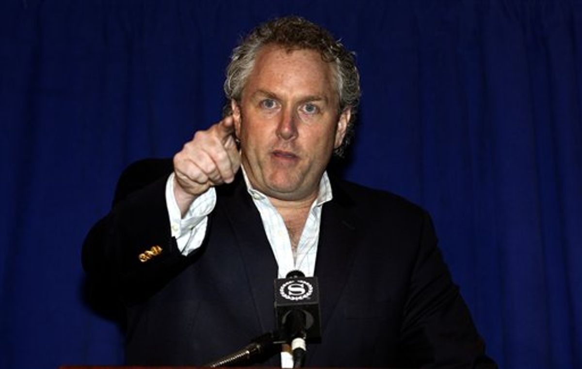 Andrew Breitbart the conservative blogger who exposed  the bulging-underpants photo  of U.S. Congressman Anthony Weiner, D-NY that Weiner sent to a young woman, addresses a press conference in New York, Monday, June  6, 2011. He spoke a  few minutes before the congressman  (AP Photo/David Karp) (AP)