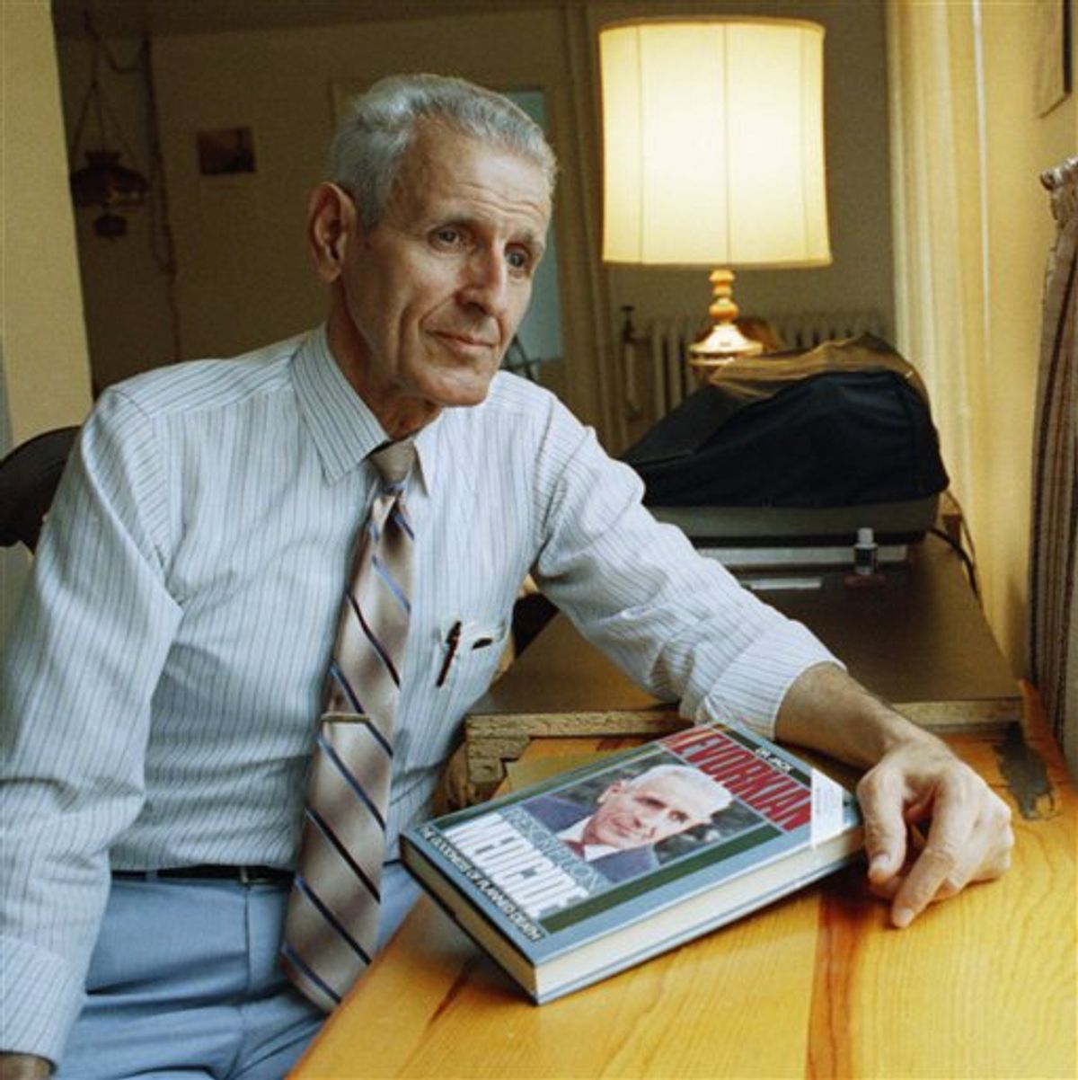 FILE  In this Aug. 10, 1991 photo, Dr. Jack Kevorkian, inventor of the controversial suicide machine, sits with his just release book, Prescription: Medicide,  in Royal Oak, Mich.  A lawyer and friend of  Kevorkian says the assisted suicide advocate has died at a Detroit-area hospital at the age of 83.  Mayer Morganroth tells The Associated Press that Kevorkian died Friday, June 3, 2011 at William Beaumont Hospital in Royal Oak, where he had been hospitalized.    Kevorkian had been hospitalized since last month with pneumonia and kidney problems.  (AP Photo/Lennox McLendon) (AP)