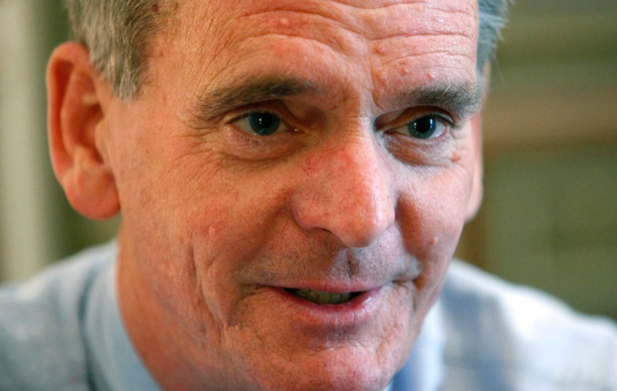 Senator Judd Gregg (R-NH) speaks during an interview with Reuters on Capitol Hill in Washington March 30, 2009.       REUTERS/Kevin Lamarque   (UNITED STATES) (Â© Kevin Lamarque / Reuters)