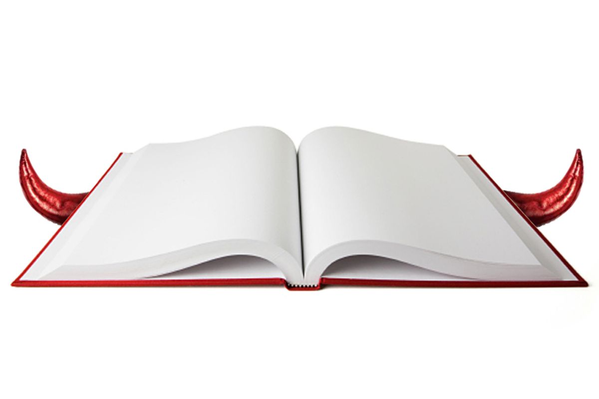 Open book with blank white pages.  Clipping path included. (Bluestocking)