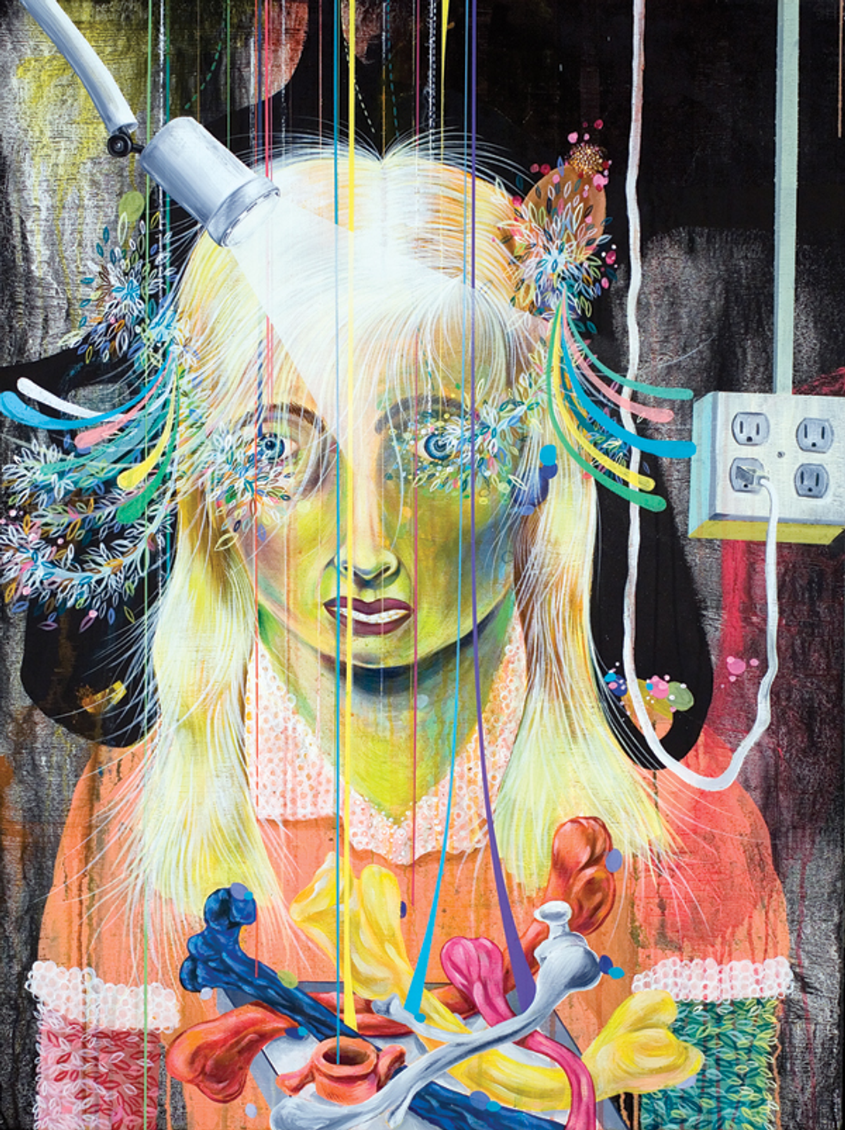 "Patient-Girl," from the series "Patient," 2007. Mixed media on canvas, 40 x 30 inches.