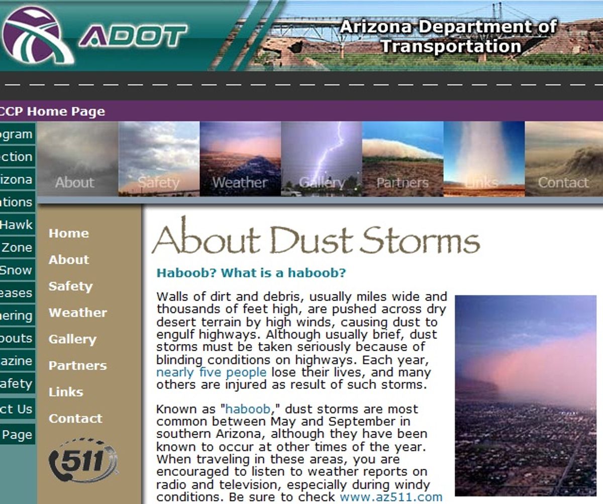 The Arizona Department of Transportation explains what a haboob is